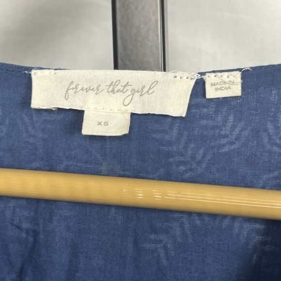 Anthropologie Cropped Top Smocked Ruffle XS Blue Blouse Boho Puff Sleeve Cottage - Picture 5 of 6